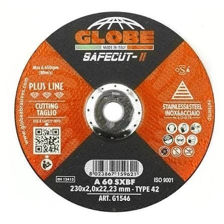 Globe Safecut 230 x 2 x 22mm DC Skinny Steel Cutting Disc G1536